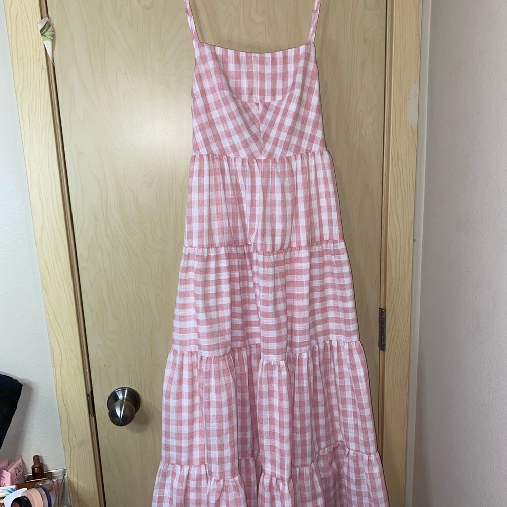 Petal & Pup Peach Checkered Dress